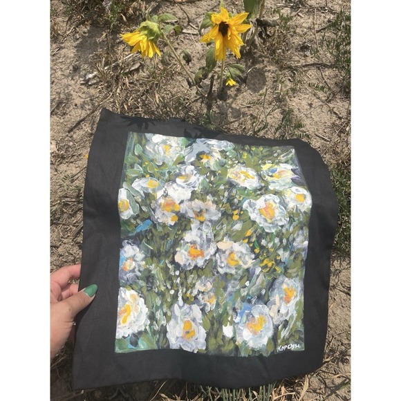 Tote Bag For Shopping Hand Painted floral design - Picture 2 of 11